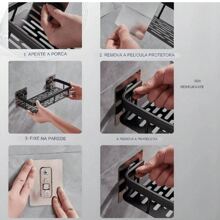 Bathroom Shelf Shampoo Soap And Cream Organizer Holder - màu đen - Xem 6