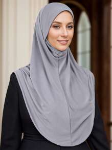 1 件女士时尚纯色弹性下巴覆盖头巾，头巾围巾，适合日常长袍服装头带透气帽下女士面纱