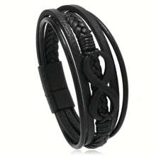 8pcs Alloy Magnetic Clasp Braided Multilayer Bracelet
