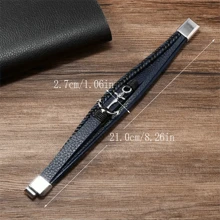 Bracelet mode pour homme , bracelet multi-fonction cool tressé multi-couches avec boucle magnétique à ancre pour homme