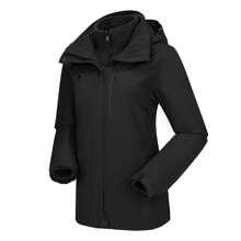 CAMEL CROWN Women's Waterproof Ski Jacket 3 In 1 Winter Coat Windbreaker Snowboard Jackets For Rain Snow Outdoor Hiking - Black - View 2