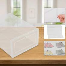 24pcs Shoe Storage Box Stackable, Clear Plastic Shoe Boxes 34x23x14cm - Foldable Shoe Organizer Containers With Lids Transparent Plastic Storage Box Suitable For Women White