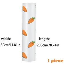 1 卷，防水防滑无油污易清洁塑料搁板衬垫，多用途橱柜抽屉垫衬垫，适用于厨房、冰箱、桌子 - 胡萝卜设计，宽度 30 厘米/11.81 英寸 - 可愛紅蘿蔔 - 查看 8