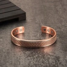 Twisted Pure Copper Bracelets Men Magnetic 12mm Wide Handmade Braided Health Energy Bangles Benefits Adjustable Open Cuff Jewelry Resizable