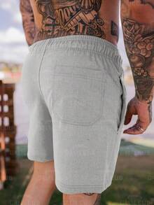Men's Linen Shorts In Preppy Style For Hot Summer Days - Pool - Beach - Holidays - 銀色 - 查看 3