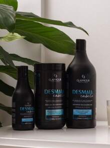 Desmaia Cabelo Reconstruction Kit Defrizzing Shampoo And Glammour Mask 1L - 黑色 - 查看 1