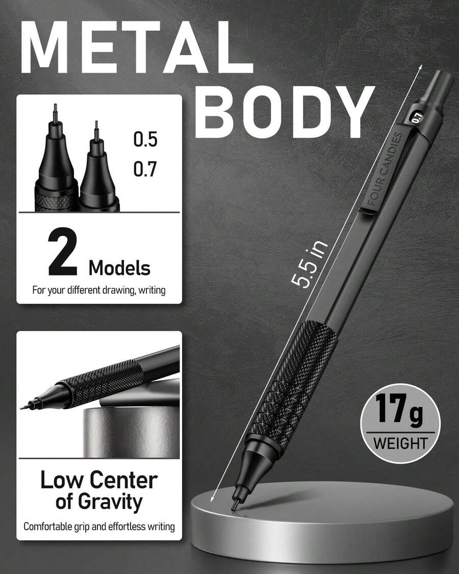 Mechanical Pencil, Drafting Metal Pencils Set With 360PCS HB Lead, 3