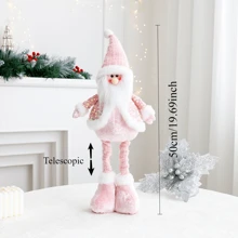1 件圣诞装饰迷人粉色圣诞伸缩娃娃，可爱雪人麋鹿娃娃，圣诞老人娃娃，室内装饰，圣诞装饰，家居装饰，派对装饰，感恩节礼物 - 彩色 - 查看 3