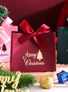 10 件装迷你豪华圣诞礼品盒，金色圣诞快乐文字设计，季节性魅力圣诞礼品盒，红色、绿色和粉色，非常适合包装节日礼物和零食，圣诞节 - 多色 - 查看 11