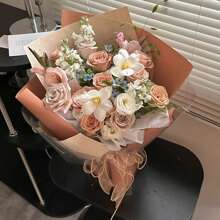 20pcs/Pack Waterproof Solid Color Bouquet Wrapping Paper, Florist Supplies, Back To School Valentine Day - Latte Color - View 7