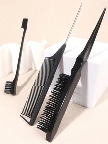3 件套发型梳套装造型梳套装，3 件套发型梳套装梳理发刷鼠尾梳边缘刷用于边缘和背部刷理、梳理、顺滑头发适合女性身体护理适合旅行、户外、运动、办公室、学校 - 彩色 - 查看 10