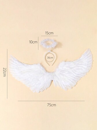 1 Set Angel Costume Accessories With Elegant Feather Wings, Halo Headband, Suitable For Halloween, Parties