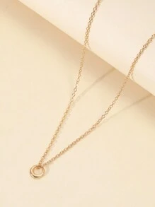 1 件女士时尚简约几何空心圆链项链，适合送礼和日常使用 - 金黃色 - 查看 2