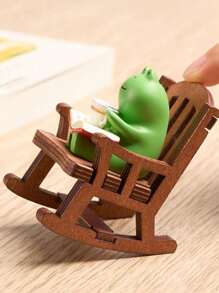 1pc Gentle & Warm Relaxing Cute Frog Figurine, Home Decor For Bedroom, Office, Living Room, Birthday Gift, Back To School - Multicolor - View 3