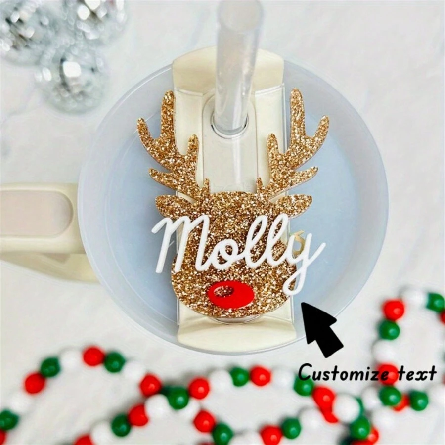 1pc Cup H2.0 Personalized Christmas Custom Name Tag For Tumbler, Custom Acrylic Glass Name Labels - Handmade Accessories, The Ideal Gift, Gift For Best Friend, Gift For Her, Halloween And Christmas - Multicolor - View 1