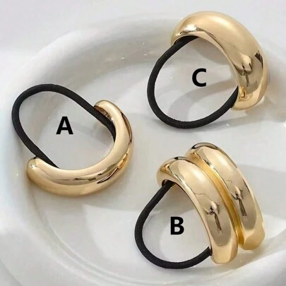 1/3pcs Gold Metal Hair Ties, Elegant, Versatile, Elastic Ponytail Holders Hair Accessories For Women Hair Rubber Bands Hair Rope, Hair Bobbles Head Accessories Elastic Band