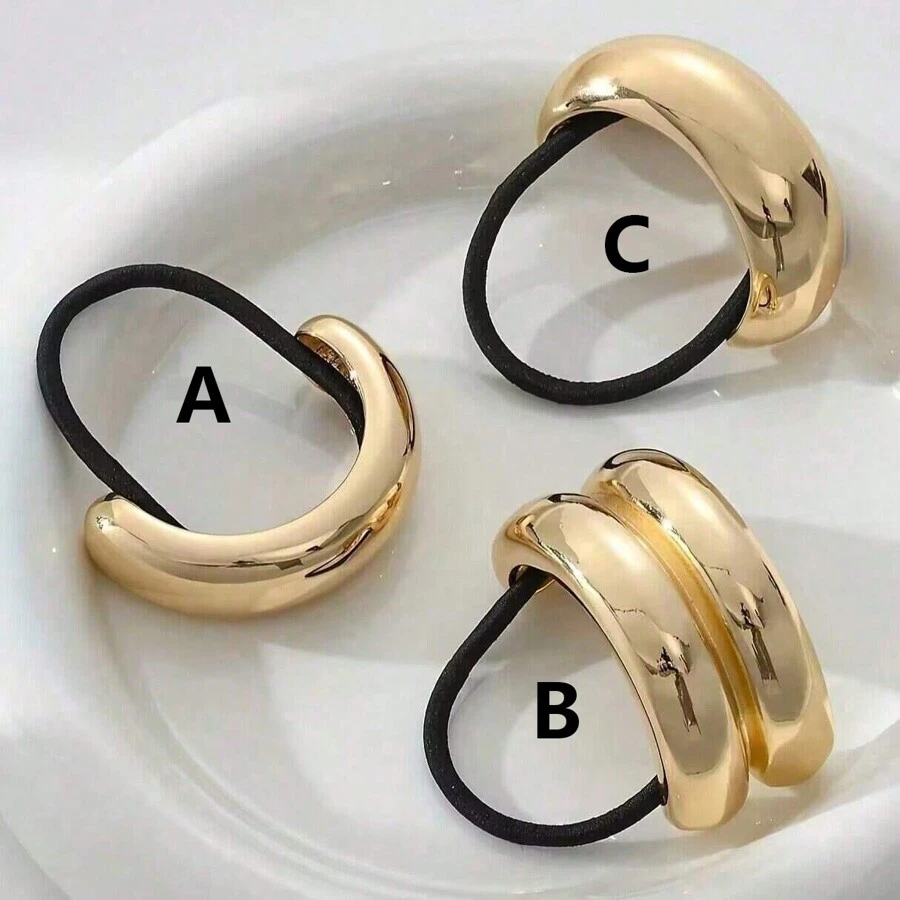 1/3 chiếc dây buộc tóc kim loại màu vàng, thanh lịch, đa năng, dây chun buộc tóc, phụ kiện tóc cho nữ, dây buộc tóc bằng cao su, dây buộc tóc, phụ kiện cài tóc co giãn. - Nhiều màu - Xem 1