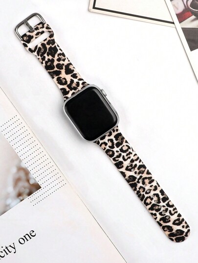 1pc Unisex Silicone Leopard Print Fashionable And Cute Sports Watch Band, Adjustable Waterproof Wristband, Compatible With Apple Watch Series Ultra/SE/11/10/9/8/7/6/5/4/3/2/1, 38/40/41/42/44/45/46/49mm, Smart Watch Strap Accessory