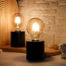 4PCS Table Lamp Battery Powered 7" Tall Cordless Lamp Light Simple Design With Edison Style Bulb Great For Holiday Event Table Decor - màu đen - Xem 5