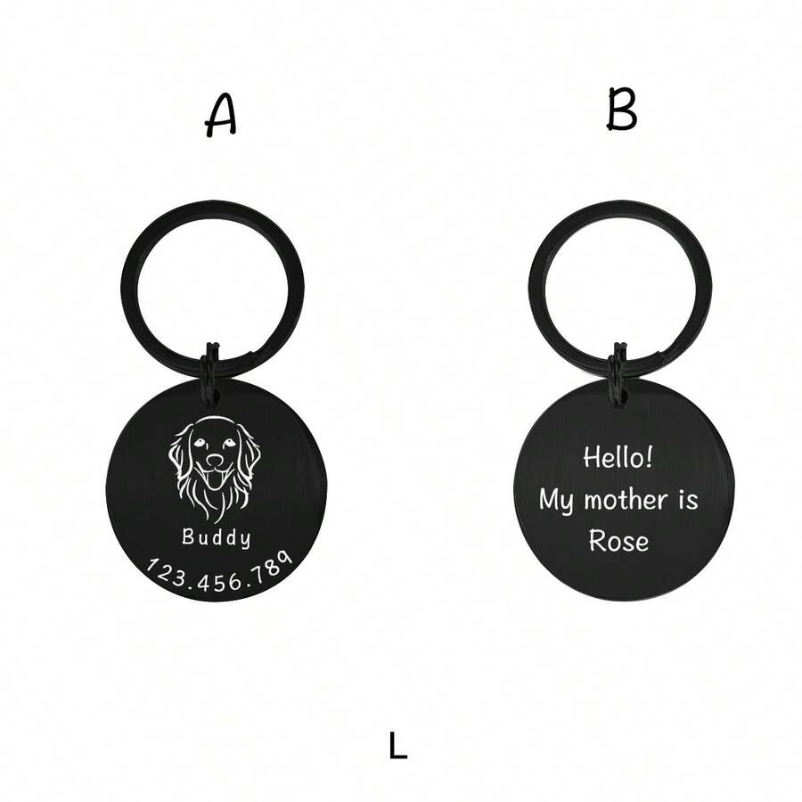 1pc Custom Laser Engraved Letter Pet ID Tag, Stainless Steel Dog Tag
