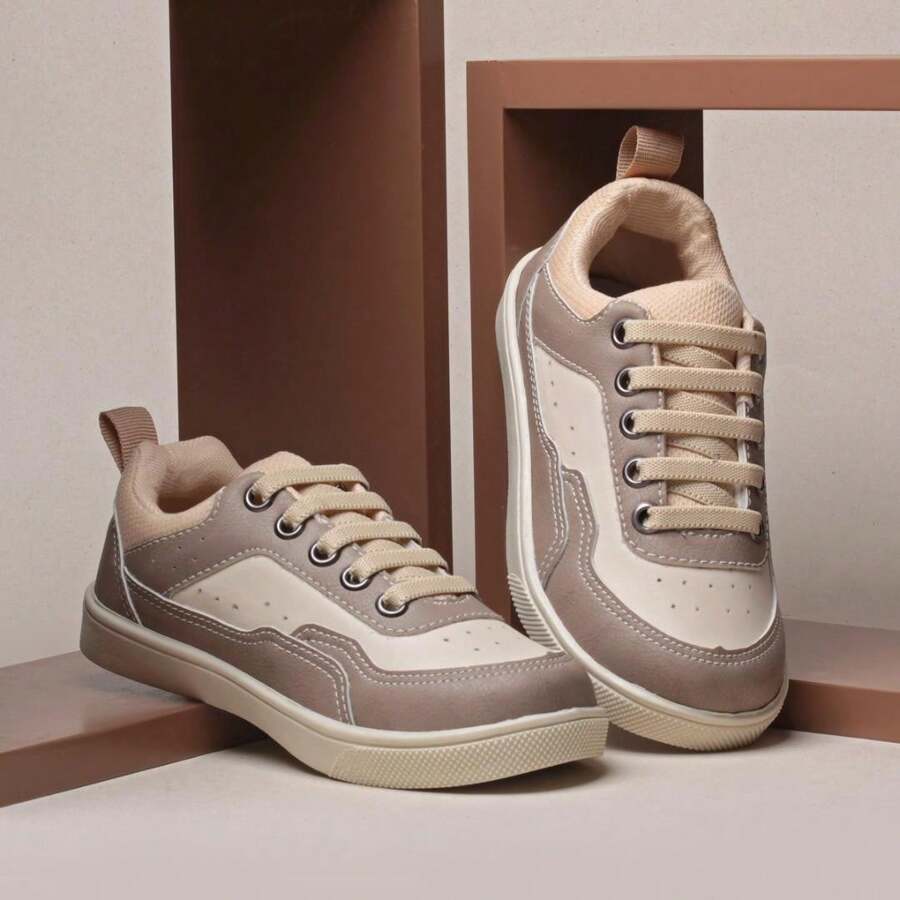 Children's Sneakers Boys Casual Sneakers Black Beige Easy Fit Lightweight Non-Slip - Màu be - Xem 1