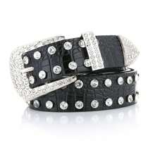 女士水钻装饰 PU 皮革腰带，简约镂空豹纹腰带 - 3.3雙排腰帶 - 查看 9