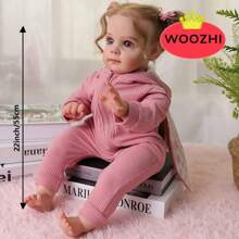 WOOZHI Realistic 22 Inch Baby Doll, Lifelike Silicone Newborn Doll With Real Appearance, Girl Doll With Feeding Accessories, Gift Set, Holiday Gift - 粉色 - 查看 6