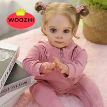WOOZHI Realistic 22 Inch Baby Doll, Lifelike Silicone Newborn Doll With Real Appearance, Girl Doll With Feeding Accessories, Gift Set, Holiday Gift - 粉色 - 查看 5