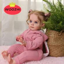 WOOZHI Realistic 22 Inch Baby Doll, Lifelike Silicone Newborn Doll With Real Appearance, Girl Doll With Feeding Accessories, Gift Set, Holiday Gift - 粉色 - 查看 2
