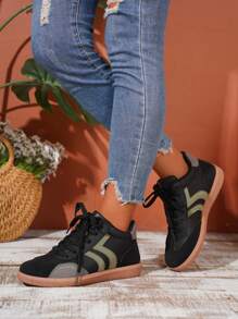 Women's 2024 Sneakers - Lightweight, Non-Slip, Soft Bottom, Casual Fashion Flat Lace-Up Shoes, Comfortable And Versatile Sports Shoes - Black - View 2