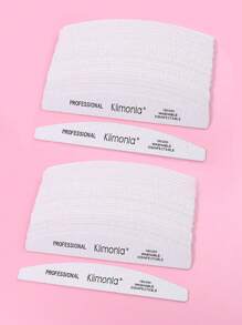 klimonla 5/10/25/50pcs Half Moon Shaped Professional Nail File With 80/80, 100/180 Grit Nail File Strips