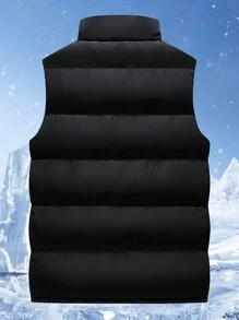 男式运动背心夹棉外套 - 黑色 - 查看 2