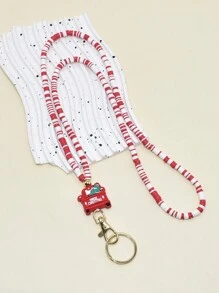 1 件波西米亚风混合聚合物粘土颜色硅胶圣诞老人街道圣诞铃铛吊饰挂绳钥匙扣礼物送给女士妈妈老师 - 彩色 - 查看 8