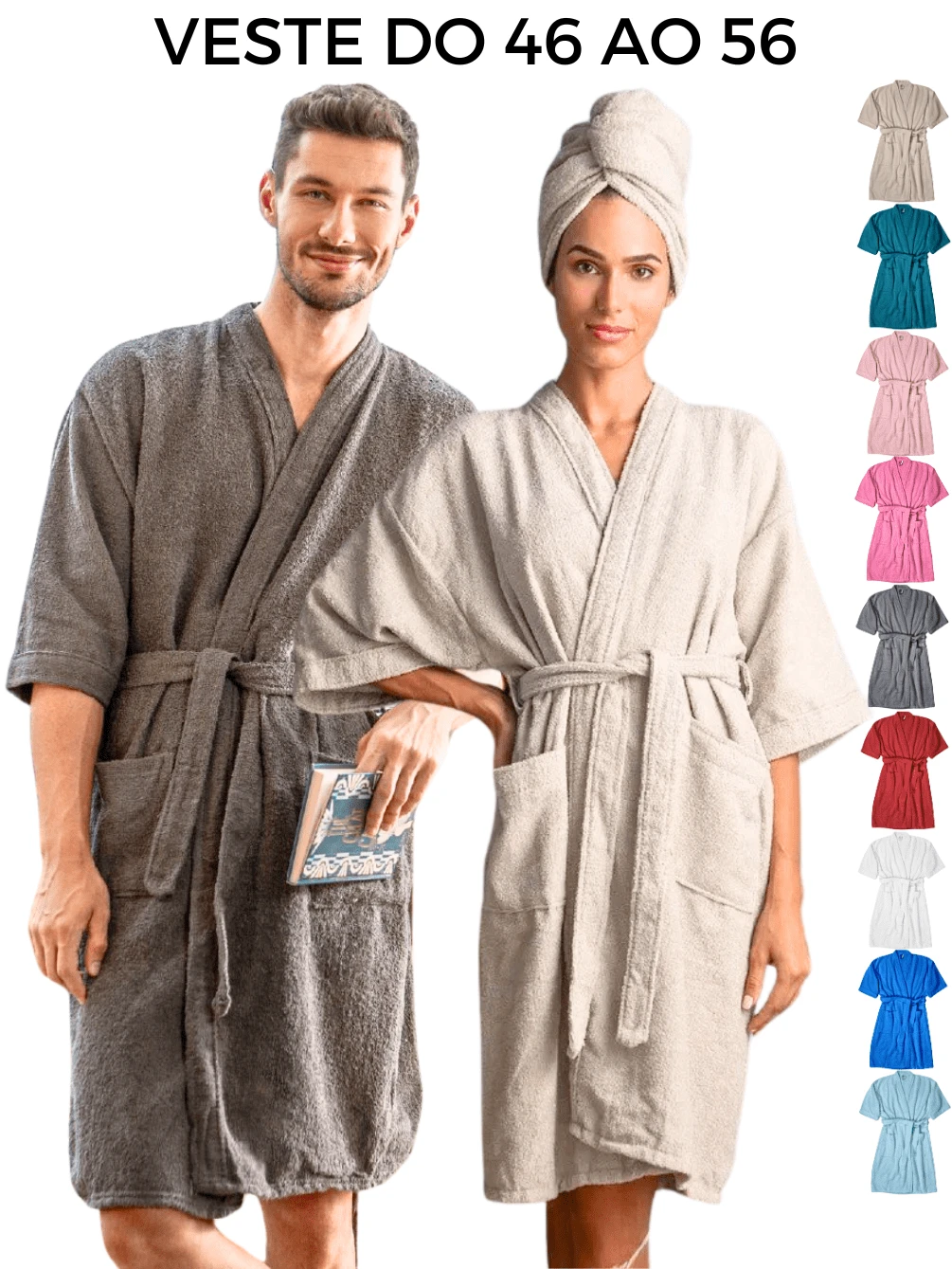 TERRY-CLOTH BATHROBE SIZE GG PLUS SIZE FITS 46 TO 56 - 100% COTTON UNISEX SWIMMING POOL HOTEL RESORTS SPA JUDO INNS PREMIUM QUALITY - 粉紅色 粉紅色 IPE - 查看 1