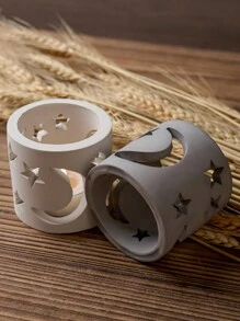 2PCS 3D Hollow Candle Holder Silicone Mold Epoxy Resin Mould Star Moon Pattern Candlestick Gypsum Handicraft Gift Making Molds Home Decoration - Candlesticks Molds - View 5