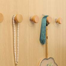 1 件/2 件现代简约免钻木质衣帽钩，自粘式衣柜/橱柜门拉手，木质壁挂式衣架 - 駝色 - 查看 2