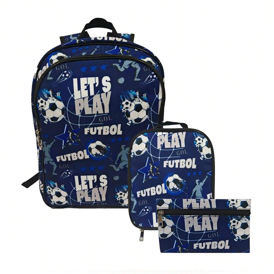 3 件套轻便背包户外休闲，可爱印花图案，适合上学、日常使用和旅行圣诞礼物万圣节圣诞节冬季秋季男士包书包旅行包男士礼物感恩节钱包节日圣诞快乐学生包书包书包套装学校用品多功能书籍大容量返校男士礼物黑色包有趣的礼物