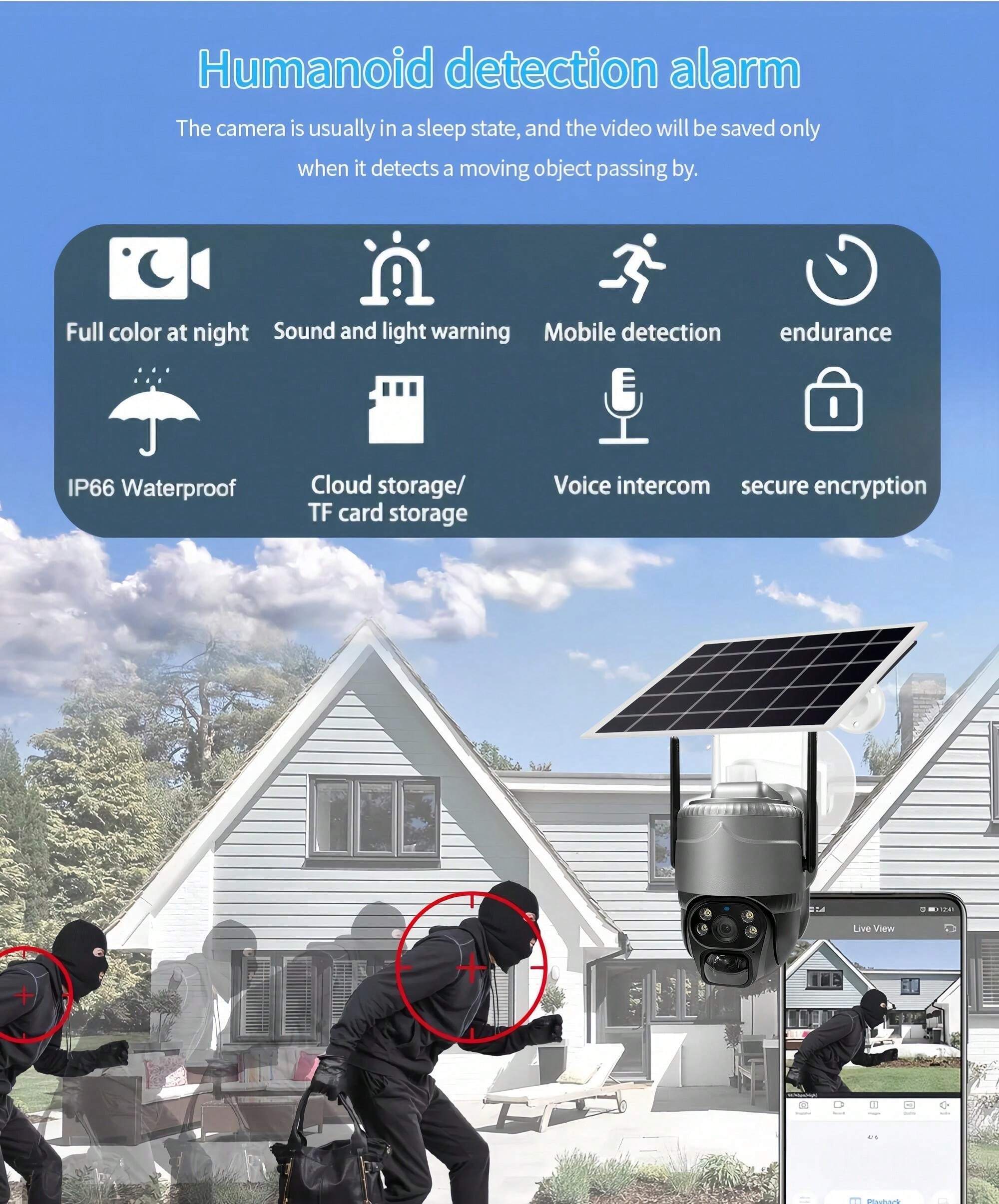 SWVW V380 Pro WIFI IP Camera Solar Cam 5MP HD Night Vision Smart Home