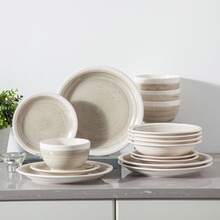 vancasso 16 Pcs Porcelain Dinnerware Set, Beige With Specks, Dinner Plate, Dessert Plate, Soup Plate And Bowl Set For 4 Person - Màu be - Xem 7