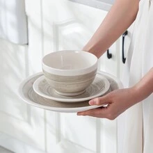 vancasso 16 Pcs Porcelain Dinnerware Set, Beige With Specks, Dinner Plate, Dessert Plate, Soup Plate And Bowl Set For 4 Person - Màu be - Xem 4