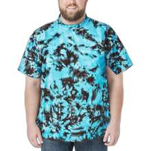 KingSize Men's Big & Tall Shrink-Less Lightweight Pocket Crewneck T-Shirt - 電綠松石大理石 - 查看 1