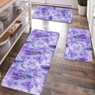 1pc Home Decor, Room Decor, Garden Decor, Gardening Mat, Bathroom Decor, Bathroom Mat, Bathroom Non-Slip Mat, Kitchen Decor, Kitchen Mat, Bathroom Set, Hallway Mat, Soft Plush Surface, Anti-Fatigue Mat, Purple Butterfly Pattern Mat, Christmas & New Year Theme Decor Mat, Minimalist Style Mat Bath Rug Floor Carpet Outdoor Rug Door Mat Fall Decor Bathroom Accessories Back To School Entryway Decor