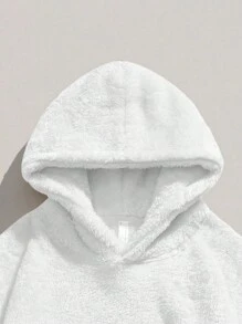 Reversible Furry Hooded Loose Sweatshirt, Casual Warm Pullover Top For Men, Autumn/Winter - White - View 3