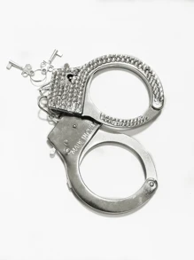 1 个金属手铐，带塑料手柄，直径小于 5 厘米（注意：水钻手铐是用胶水手工制作的，因此表面可能会有一些多余的胶水）万圣节 - 彩色 - 查看 2