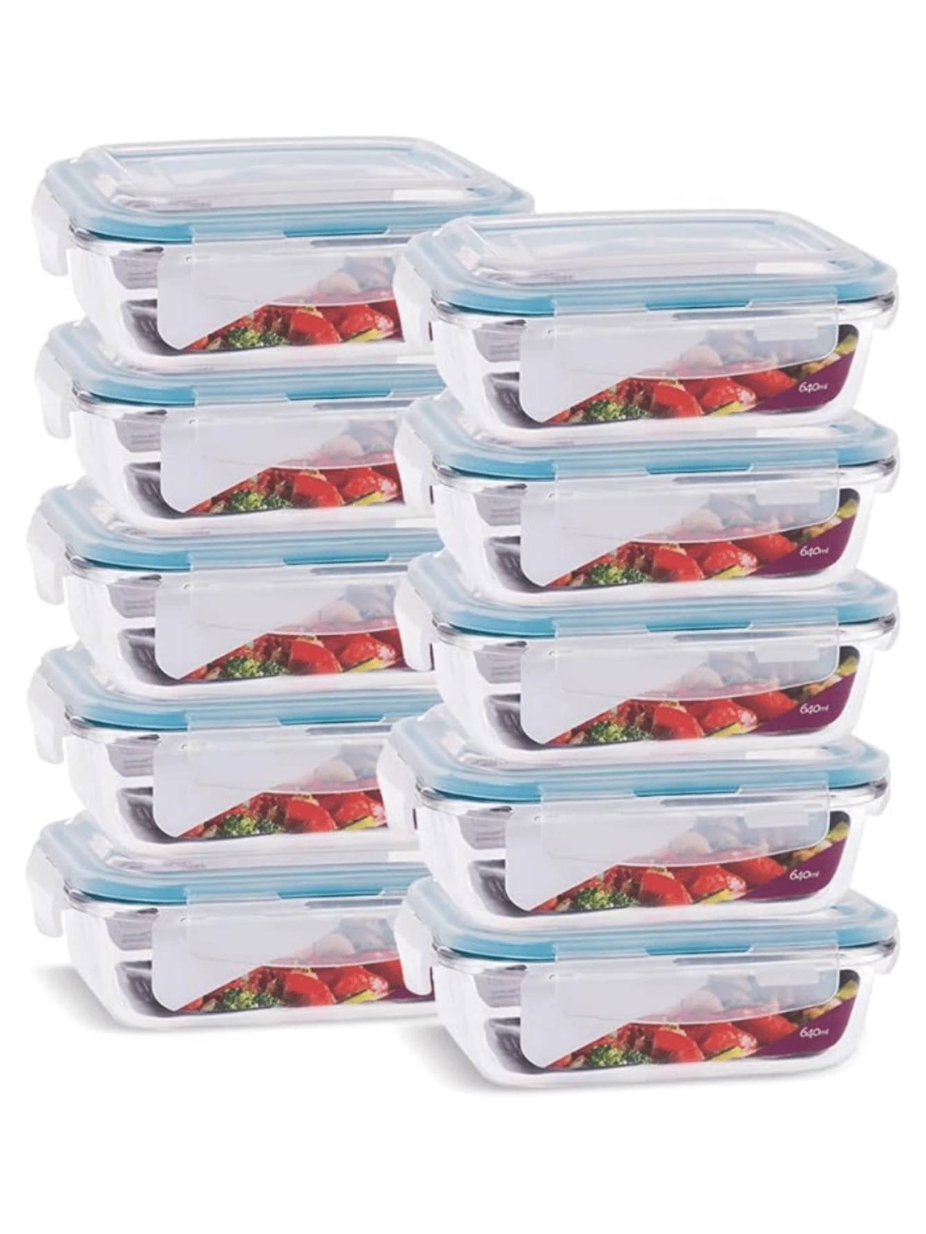 Kit Of 10 Glass Jars 640ml Hermetic Fit Lunchbox With Lid And 4 Locks - Màu xanh lam - Xem 1