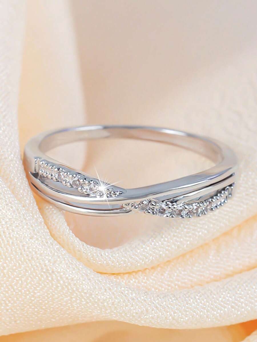 1 chiếc nhẫn thời trang cá nhân hóa đơn giản, dễ phối đồ dành cho nữ, quà tặng Ngày Valentine, Ngày của Mẹ, sinh nhật, tiệc tùng. - Bạc - Xem 1
