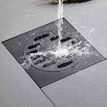 ledrenaje de Suelo antiolor,coladera antiolores,Desagüe de Suelo de Ducha Cuadrado de Acero Inoxidable Negro, antiobstrucción,Drenaje de Piso regadera,tapon Lavabo 10 x 10 cm - Negro - Ver 4