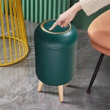 1 pezzo Elegante cestino della spazzatura per il bagno verde, 3L/9.5L/10L Cestino con coperchio diffusore anti-odore, Grazioso cestino per rifiuti per camera da letto, soggiorno, ufficio, monolocale, contenitore rifiuti per decorazione casa, regalo di Natale - Verde Scuro - Visualizzare 5
