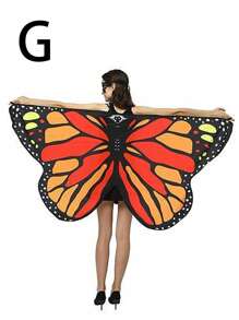 1 pieza Capa de Halloween Pequeña capa con alas de mariposa estampada Disfraz de alas de mariposa pequeñas para fiestas, bailes, Halloween