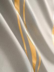 1 件遮光波浪图案窗帘，金箔印花，适用于客厅和卧室 - 灰色 - 查看 8